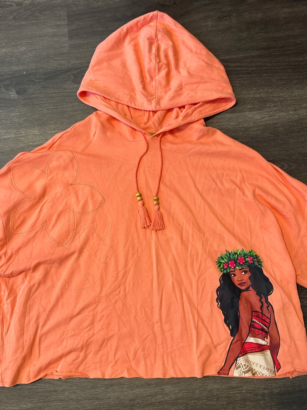 Disney Coral Hooded Women’s Moana Cropped Sweatshirt